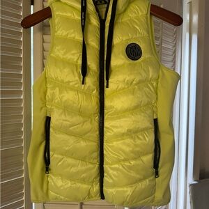 DKNY Yellow Puffer Vest with Hood